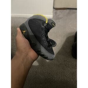 Size 12c- Nike Air Jordan 9 Retro Kid's Dark Charcoal University Gold 401811-070